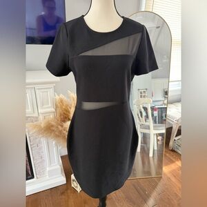 Express Black Mini Dress with Mesh Accents